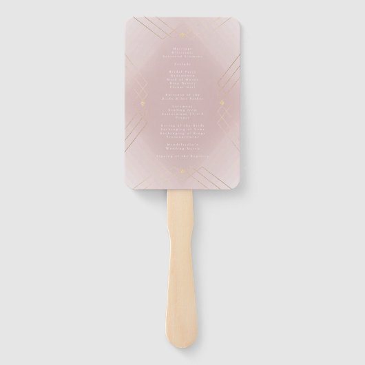 Golden Diamond Pink Geometric Deko Gatsby Wedding Fächer (Rückseite)
