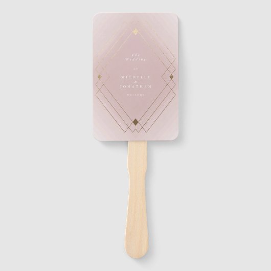 Golden Diamond Pink Geometric Deko Gatsby Wedding Fächer (Vorderseite)