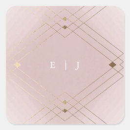 Golden Diamond Pink Geometric Deko Gatsby Wedding Quadratischer Aufkleber