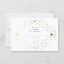 Golden Diamond Pink Geometric Deko Gatsby Wedding RSVP Karte