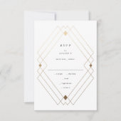 Golden Diamond Pink Geometric Deko Gatsby Wedding RSVP Karte (Vorderseite)