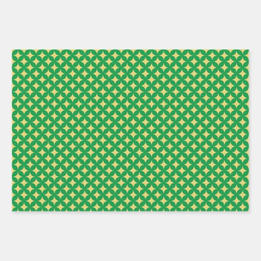 Golden Diamond Star auf Grün, Rot und Weiß Geschenkpapier Set (Vorderseite 2)