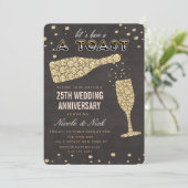 Golden Diamond Weinglas Einladung zum Jubiläum (Stehend Vorderseite)