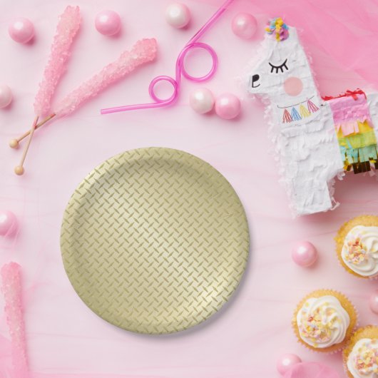 Golden Diamondplate Metal Look Pappteller (Party)