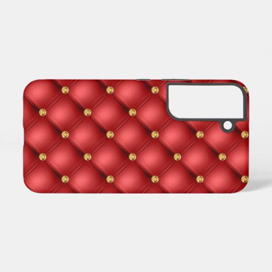 Golden Diamonds Tufted Leather Gemstone Red Samsung Galaxy Hülle (Rückseite (Horizontal))