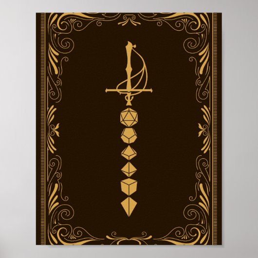 Golden Dice Sword Tabletop RPG Poster (Vorne)