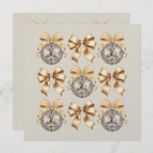 Golden Disco Ball & Bow Flat Card (Vorne/Hinten)