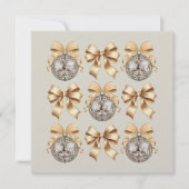Golden Disco Ball & Bow Flat Card (Vorderseite)