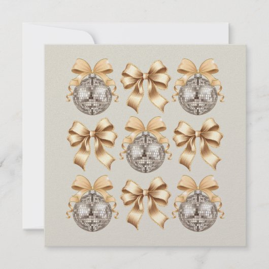 Golden Disco Ball & Bow Flat Card (Vorderseite)