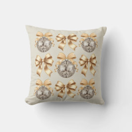 Golden Disco Ball & Bow Throw Kissen