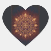 Golden Diwali Mandala - Light In und um Herz-Aufkleber (Vorderseite)