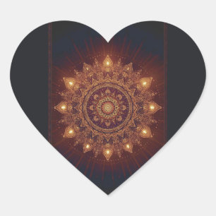 Golden Diwali Mandala - Light In und um Herz-Aufkleber