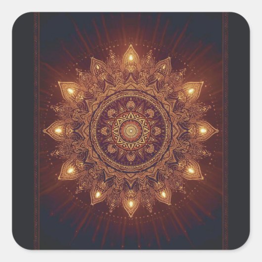 Golden Diwali Mandala - Light In und um Quadratischer Aufkleber (Vorderseite)
