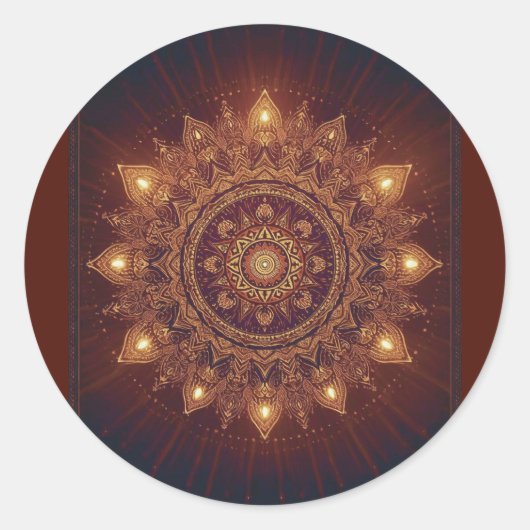 Golden Diwali Mandala - Light In und um Runder Aufkleber (Vorderseite)