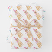 Golden Dog Birthday Hut Balloons Kuchen Pet Spaß Geschenkpapier Set (Beispiel)