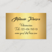 Golden Dog Cat Horseshoe Glitzer Paw Business Card Visitenkarte (Rückseite)