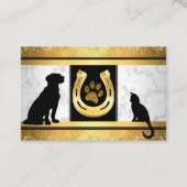 Golden Dog Cat Horseshoe Glitzer Paw Business Card Visitenkarte (Vorderseite)