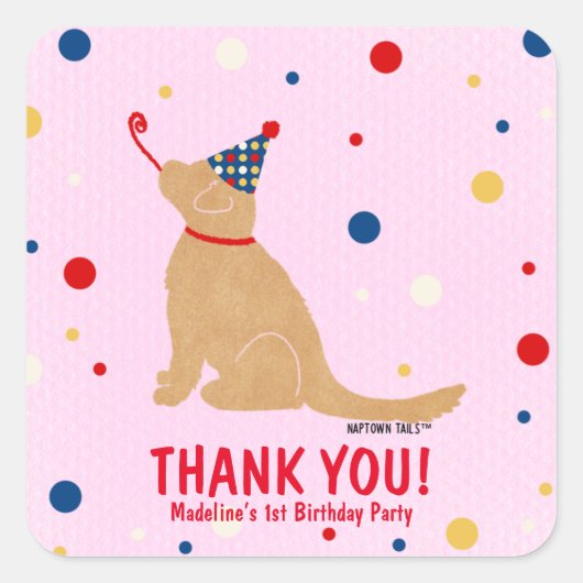 Golden Dog Custom Birthday Bubbles Sticker (Vorderseite)