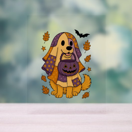 Golden Dog Ghost Halloween Acrylschild (Neutral)