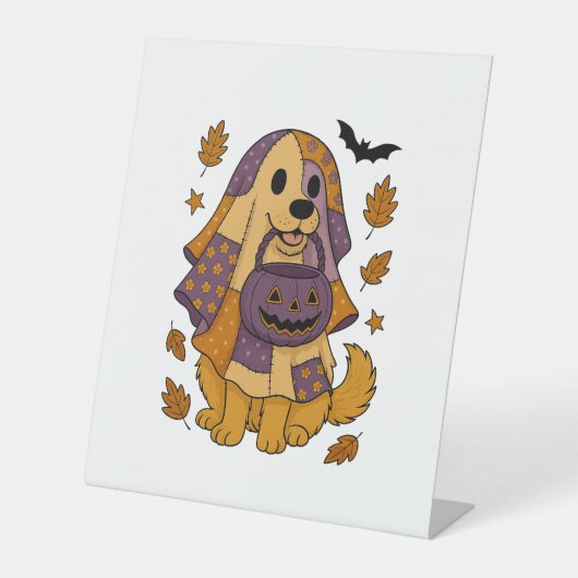 Golden Dog Ghost Halloween Sockelschild (Vorderseite)