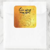 Golden Dog Year Gruß in Vietnamese Gold SqS Quadratischer Aufkleber (Tasche)