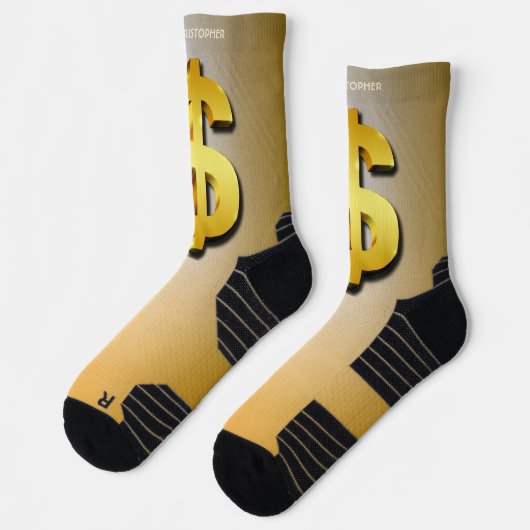 Golden Dollar Sparkling-Symbol für Geld Socken (Links)