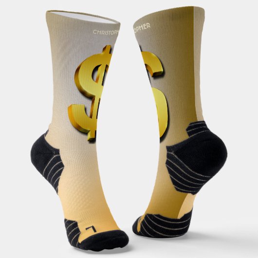 Golden Dollar Sparkling-Symbol für Geld Socken (Gewinkelt)