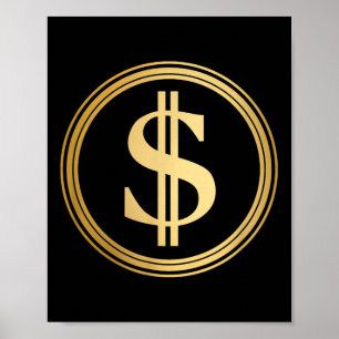 Golden Dollar-Zeichen z.B. 4. Juli Trump 47 R Poster