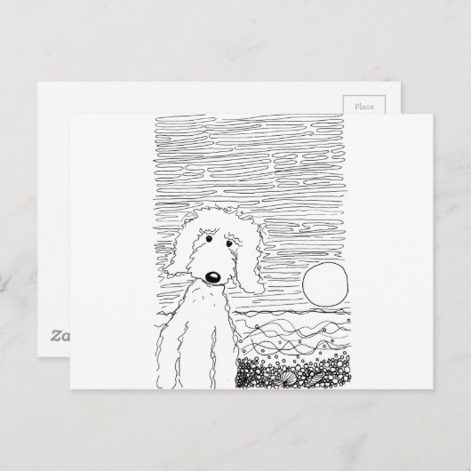Golden Doodle am Strand Postkarte (Vorne/Hinten)
