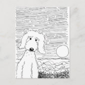 Golden Doodle am Strand Postkarte (Vorderseite)