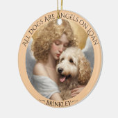 Golden Doodle Angel Personalisierte Gedenkstätte Keramik Ornament (Links)