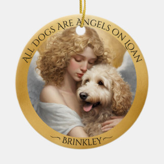 Golden Doodle Angel Personalisierte Gedenkstätte Keramik Ornament