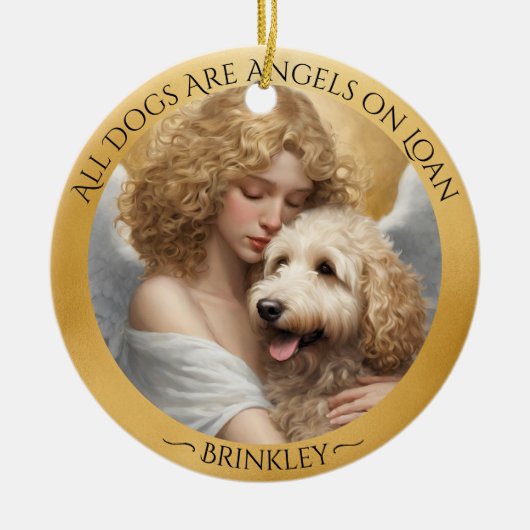 Golden Doodle Angel Personalisierte Gedenkstätte Keramik Ornament (Vorne)