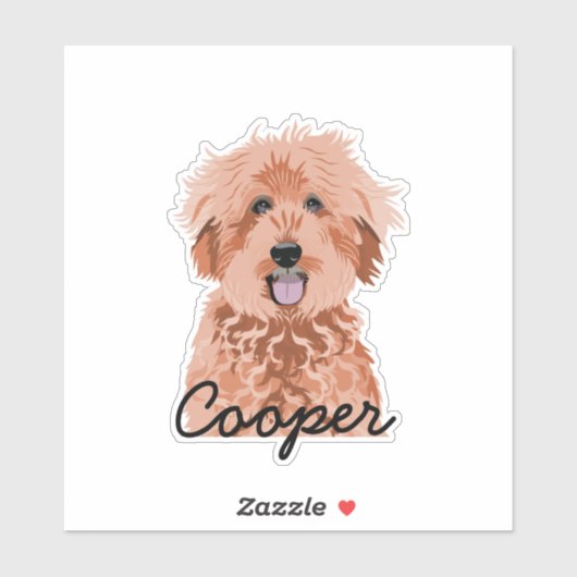 Golden Doodle Apricot Kundenname Aufkleber (Blatt)