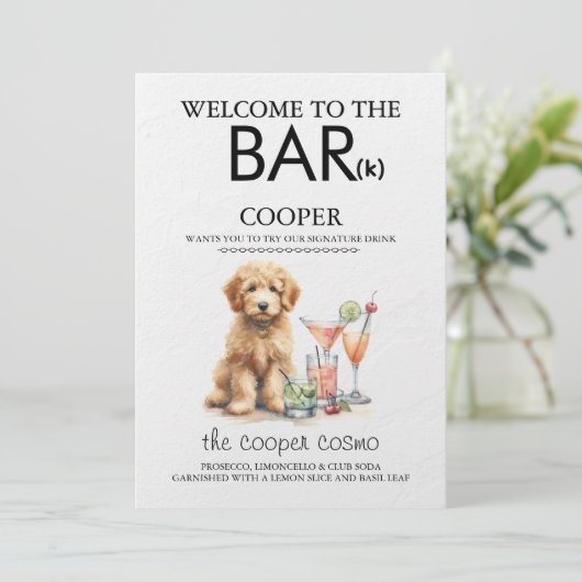 Golden Doodle Bar Menükarte (Stehend Vorderseite)