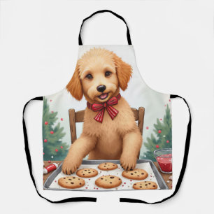 Golden Doodle beim Dekorieren von Weihnachtskeksen Schürze