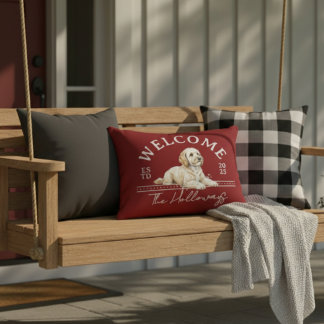 Golden Doodle Benutzerdefinierter Familienname Wil Dekokissen