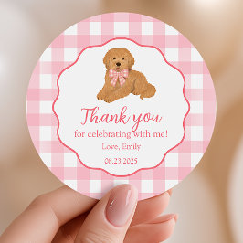 Golden Doodle Birthday Party Favor Thank You Runder Aufkleber