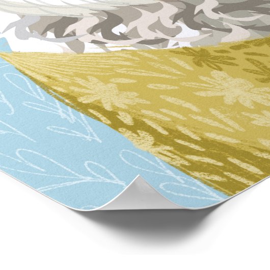 Golden Doodle Blume Wreath Dog Portrait Poster (Ecke)