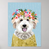 Golden Doodle Blume Wreath Dog Portrait Poster (Vorne)