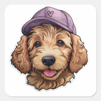 Golden Doodle Cap Kids Sticker Design Stickers