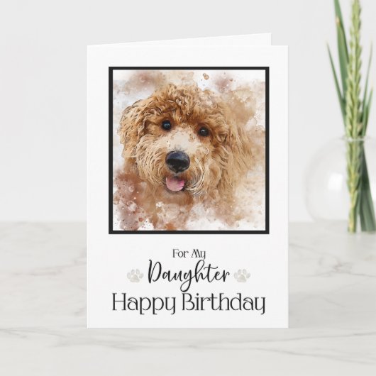 Golden Doodle Cavapoo Happy Birthday Daughter Karte (Vorderseite)