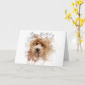 Golden Doodle Cavapoo Happy Birthday Karte (Gelbe Blume)