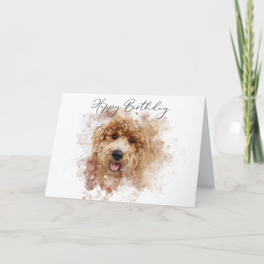Golden Doodle Cavapoo Happy Birthday Karte (Vorderseite)