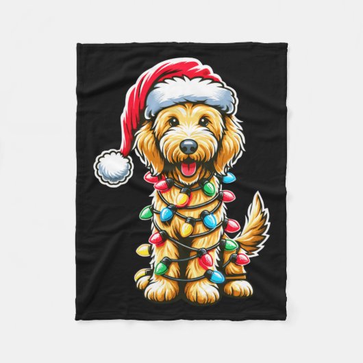Golden Doodle Christmas Tree Xmas Dog Pajamas Gold Fleecedecke (Vorderseite)