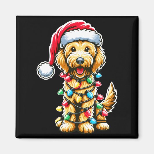 Golden Doodle Christmas Tree Xmas Dog Pajamas Gold Magnet (Vorne)