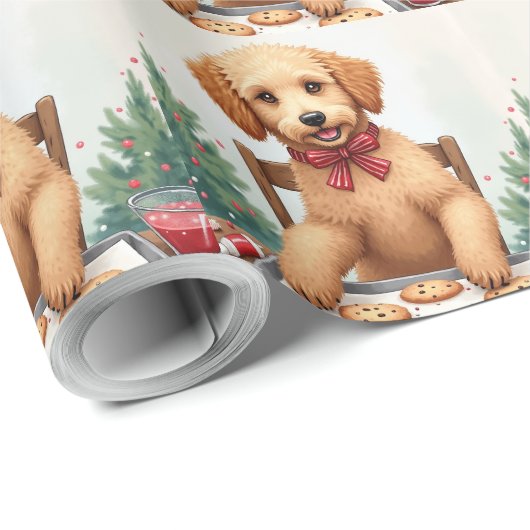Golden Doodle Decorating Christmas Cookies Geschenkpapier (Rolleneckpunkt)