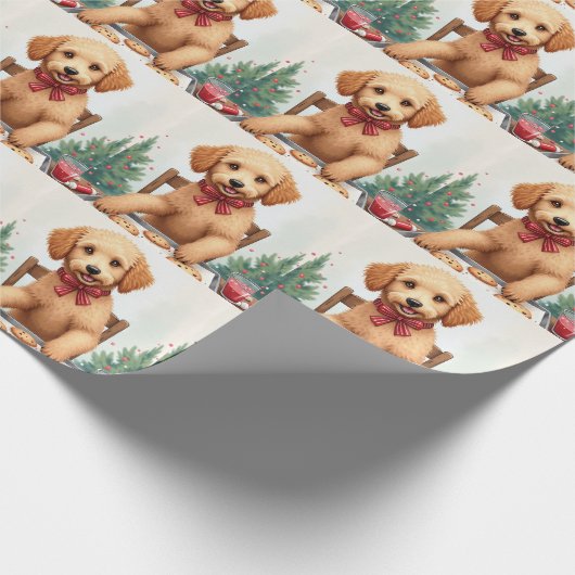 Golden Doodle Decorating Christmas Cookies Geschenkpapier (Ecke)
