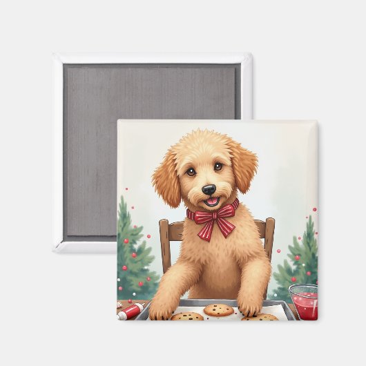 Golden Doodle Decorating Christmas Cookies Magnet (Vorderseite/Rückseite)