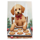 Golden Doodle Decorating Christmas Cookies Mittlere Geschenktüte (Rückseite)
